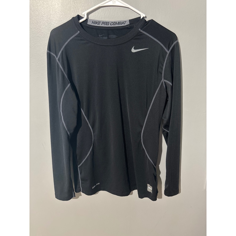 Nike Pro Combat Dri-FIT Long Sleeve Shirt Black Fitted Small Womens Athletic Top